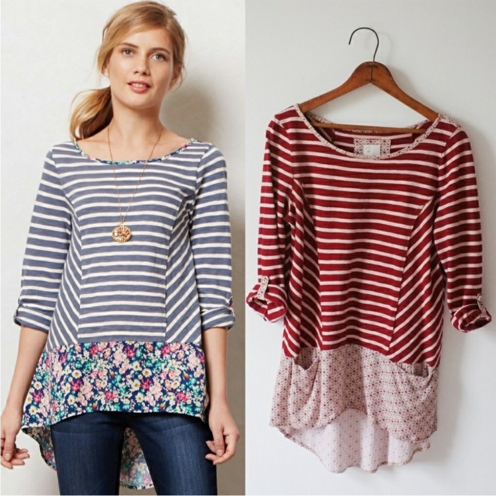 Anthropologie Striped Tunic in Blue and Red